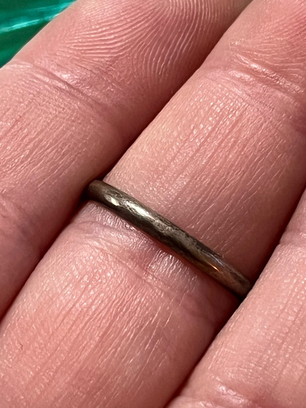 Vintage Navajo Sterling Silver Sleeping Beauty Turquoise Coral Size 6 3/4 Ring - Picture 5 of 6